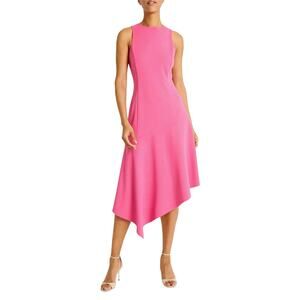 Maggy London Sleeveless Asymmetric Hem Midi Dress sz 8